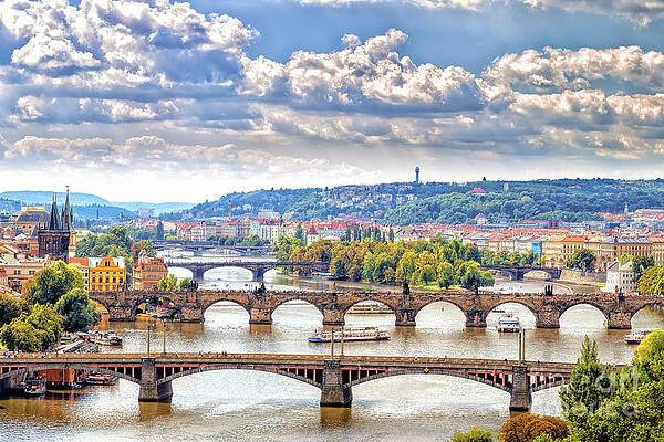 Wall Art - Photograph - Bridge and rooftops of Prague #1 by Vivida Photo PC