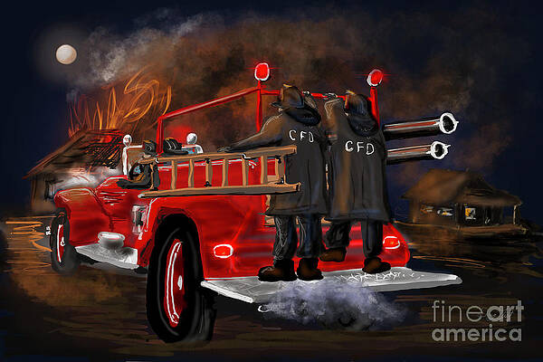 Wall Art - Digital Art - Evening Working Fire by Doug Gist