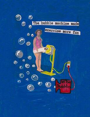 Wall Art - Painting - Exercise With the Bubble Machine by Jo Potocki