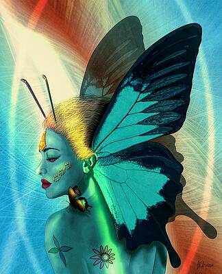 Wall Art - Drawing - Fairytale Butterfly Woman by Joan Stratton