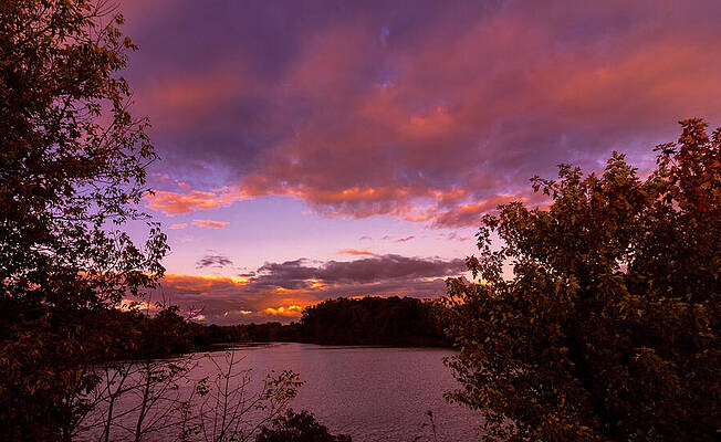Wall Art - Photograph - Fall Sunset on Lake Luxembourg by Denise Harty
