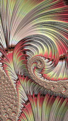 Wall Art - Digital Art - Fancy Feathery Spiral Fractal Abstract Art by Shelli Fitzpatrick