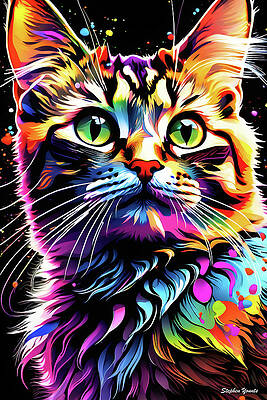 Wall Art - Digital Art - Fancy Felines 003 by Stephen Younts