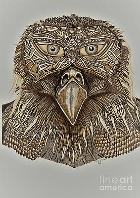 Wall Art - Drawing - Fantasy Witch Doctor With Eagle Mask by Washburn Designs