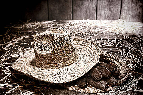 Wall Art - Photograph - Farmer Straw Hat - Original by American West Legend