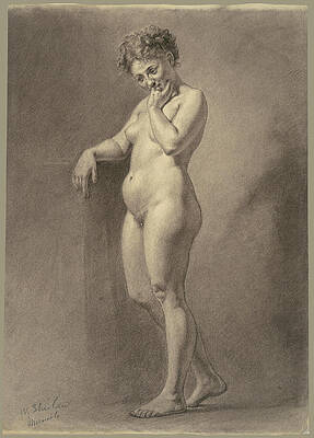 Female Nude Print by Walter Shirlaw