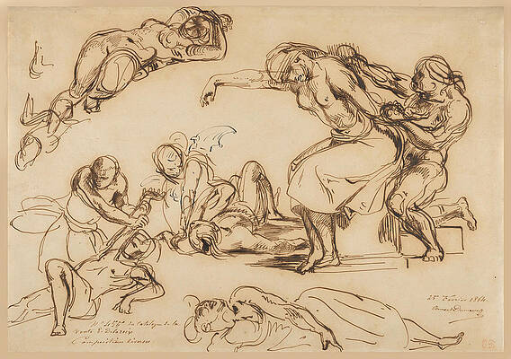 Figure Studies for the Salon du Roi, Palais Bourbon Print by Eugene Delacroix