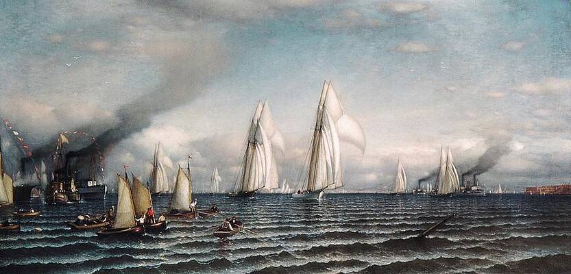 Start cup regatta in Sarsala - yacht club, jetty, sea bay Painting