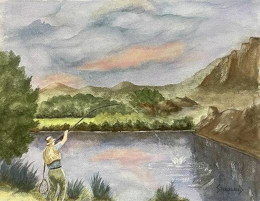 Wall Art - Painting - Fish are Biting by Judy Strickland