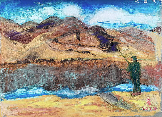Wall Art - Pastel - Fishing Prado Lake by Suzanne Giuriati Cerny