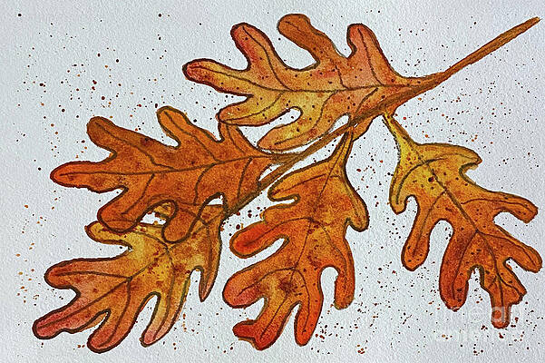 Wall Art - Painting - Five Oak Leaves by Lisa Neuman