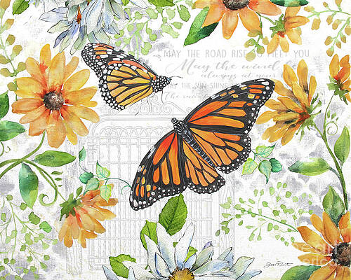 Floral Butterfly Garden B by Jean Plout Floral Butterfly Garden B by Jean Plout