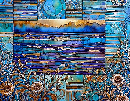 Wall Art - Digital Art - Floral Metal Landscape by Eris And AI
