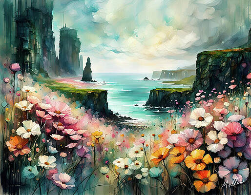 Wall Art - Digital Art - Floral Monuments - Easter Island by Mellow Art