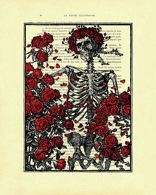 Wall Art - Mixed Media - Floral skeleton by Madame Memento