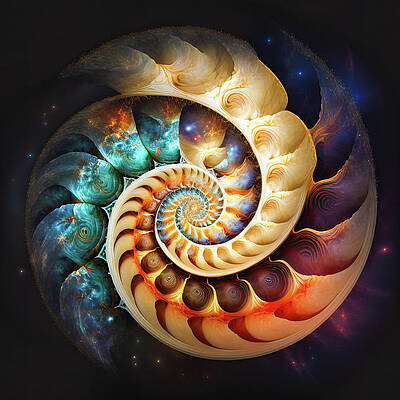 Wall Art - Digital Art - Flow of the Universe 02 Fibonacci Spiral by Matthias Hauser