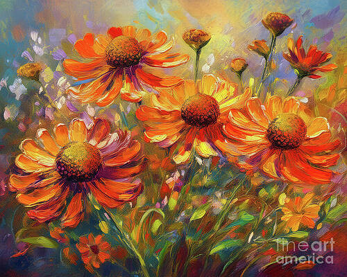 Abstract Wall Art featuring the ai art Flower Dance by Macro Abundance