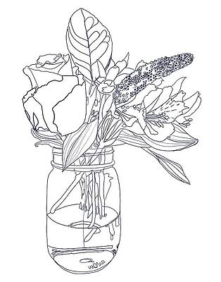  Digital Art - Flowers in a Vase by Blenda Studio