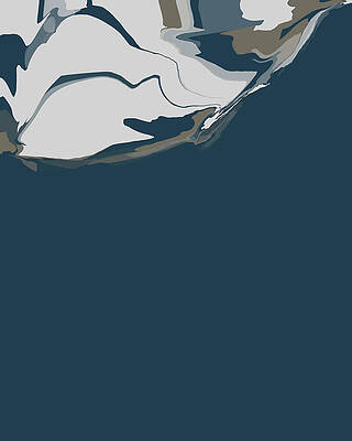 Wall Art - Digital Art - Fluidified 3 - Minimal Abstract Contemporary Painting - Aegean Blue, Mouse Gray by Studio Grafiikka