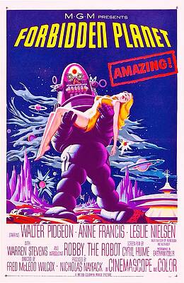 Forbidden Planet - Vintage Movie Poster Solid-Faced Canvas Print