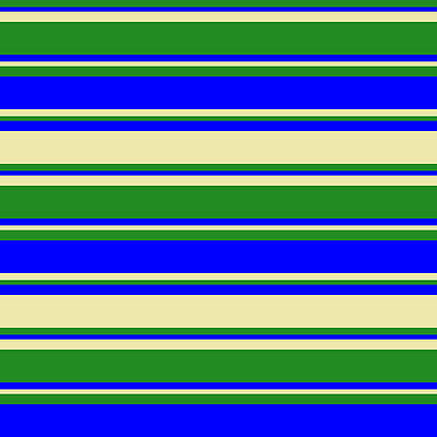 [ Thumbnail: Forest Green, Blue, and Pale Goldenrod Colored Stripes/Lines Pattern Duvet Cover ]