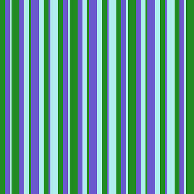 [ Thumbnail: Forest Green, Slate Blue, and Turquoise Colored Lined Pattern Poster ]
