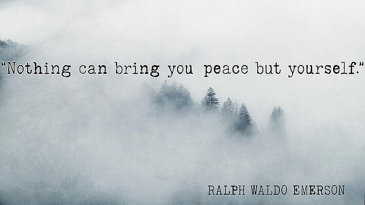 Wall Art featuring the mixed media Forest Serenity With Emerson Quote Fine Art Textured Inspirational Print By Dan Sproul by Dan Sproul