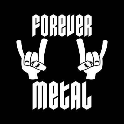 Wall Art - Digital Art - Forever Metal Heavy Metal Devil Horns Hand Gesture In White by John Schwegel