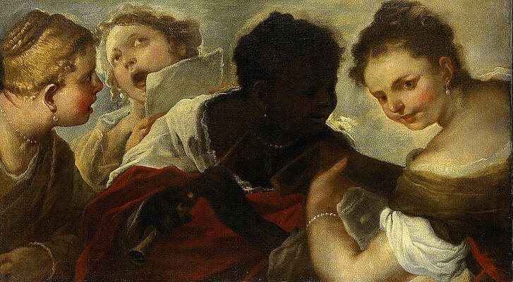 Four Female Musicians Print by Luca Giordano