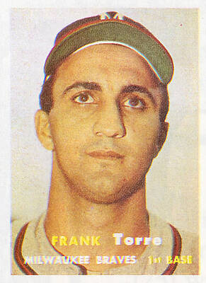 Frank Torre Baseball Card Milwaukee Braves 1957 - 1960 by Florian Rodarte Frank Torre Baseball Card Milwaukee Braves 1957 - 1960 by Florian Rodarte