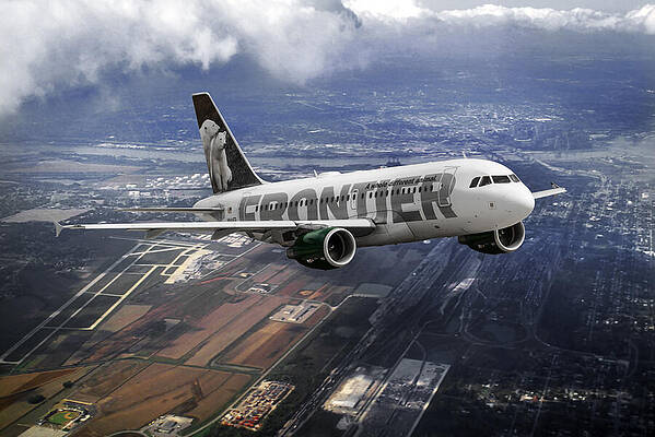 Wall Art - Mixed Media - Frontier Airlines Airbus A319 by Erik Simonsen