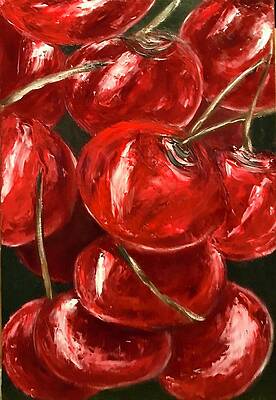 Fruit Painting, Art Juicy Cherries by Tanya Dulac