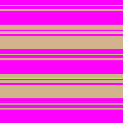 [ Thumbnail: Fuchsia and Tan Colored Stripes Pattern Art Print ]