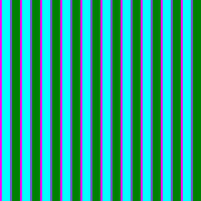 [ Thumbnail: Fuchsia, Aqua, Slate Blue, and Green Colored Lined/Striped Pattern Acrylic Print ]