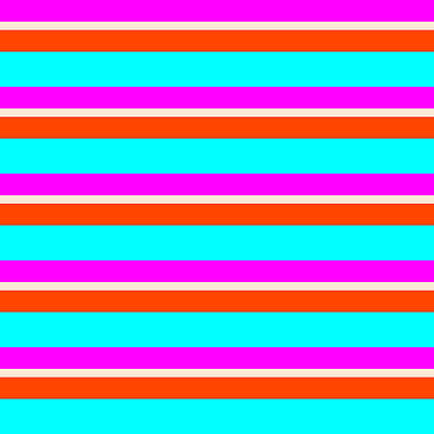 [ Thumbnail: Fuchsia, Beige, Red, and Cyan Colored Lines/Stripes Pattern Metal Print ]