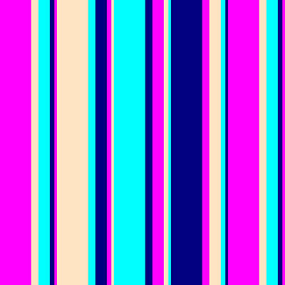 [ Thumbnail: Fuchsia, Bisque, Aqua, and Blue Colored Lined/Striped Pattern Metal Print ]