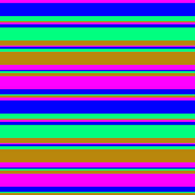 [ Thumbnail: Fuchsia, Blue, Green, and Dark Goldenrod Colored Striped/Lined Pattern Metal Print ]