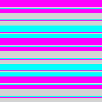 [ Thumbnail: Fuchsia, Light Grey, and Aqua Colored Striped/Lined Pattern Art Print ]
