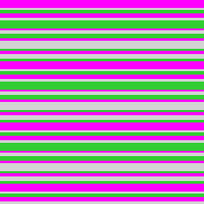 [ Thumbnail: Fuchsia, Light Grey, and Lime Green Colored Stripes Pattern Shower Curtain ]