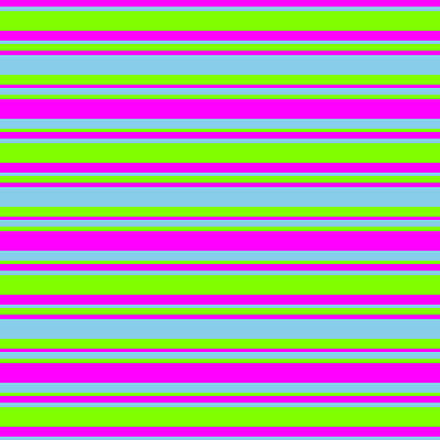 [ Thumbnail: Fuchsia, Sky Blue, and Chartreuse Colored Stripes Pattern Acrylic Print ]