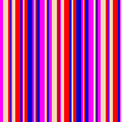 [ Thumbnail: Fuchsia, Tan, Red, and Blue Colored Striped/Lined Pattern Acrylic Print ]