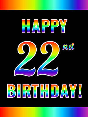 [ Thumbnail: Fun, Colorful, Rainbow Spectrum HAPPY 22nd BIRTHDAY Framed Print ]