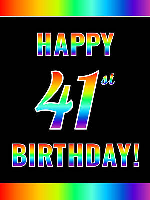 [ Thumbnail: Fun, Colorful, Rainbow Spectrum HAPPY 41st BIRTHDAY Greeting Card ]