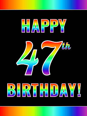 [ Thumbnail: Fun, Colorful, Rainbow Spectrum HAPPY 47th BIRTHDAY Jigsaw Puzzle ]