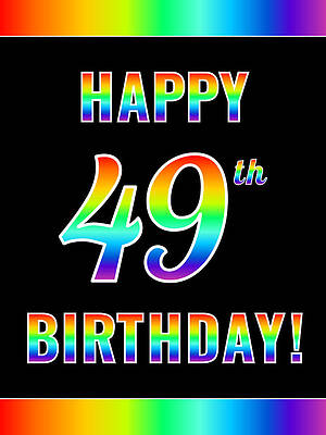 [ Thumbnail: Fun, Colorful, Rainbow Spectrum HAPPY 49th BIRTHDAY Jigsaw Puzzle ]