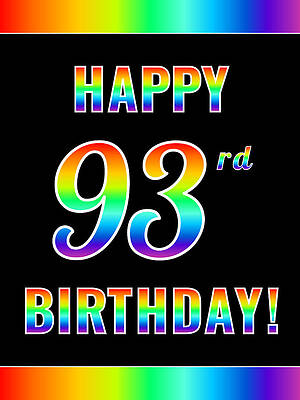 [ Thumbnail: Fun, Colorful, Rainbow Spectrum HAPPY 93rd BIRTHDAY Greeting Card ]