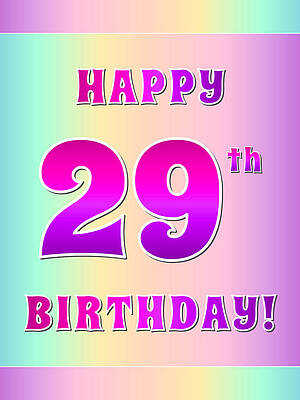 [ Thumbnail: Fun Pink, Purple, and Pastel Colors HAPPY 29th BIRTHDAY Jigsaw Puzzle ]