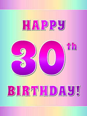 [ Thumbnail: Fun Pink, Purple, and Pastel Colors HAPPY 30th BIRTHDAY Jigsaw Puzzle ]