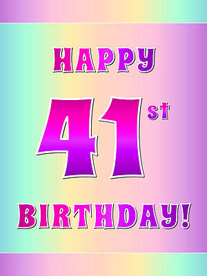 [ Thumbnail: Fun Pink, Purple, and Pastel Colors HAPPY 41st BIRTHDAY Jigsaw Puzzle ]