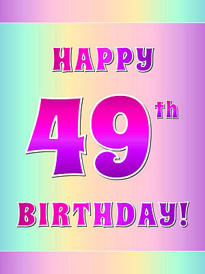 [ Thumbnail: Fun Pink, Purple, and Pastel Colors HAPPY 49th BIRTHDAY Acrylic Print ]